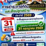 อย่าลืมชำระภาษีที่ดินและสิ่งปลูกสร้าง ประจำปี 2569