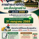 ประชาสัมพันธ์!! ขอเชิญเจ้าของที่ดินและสิ่งปลูกสร้าง ชำระภาษีที่ดินและสิ่งปลูกสร้าง ประจำปี 2569 ได้ท&hellip;