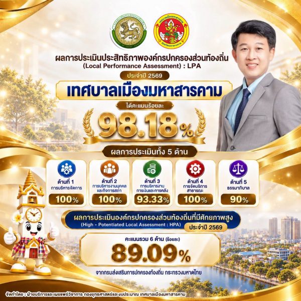 🏆ผลการประเมินประสิทธิภาพองค์กรปกครองส่วนท้องถิ่น (LPA) ประจำปี 2569